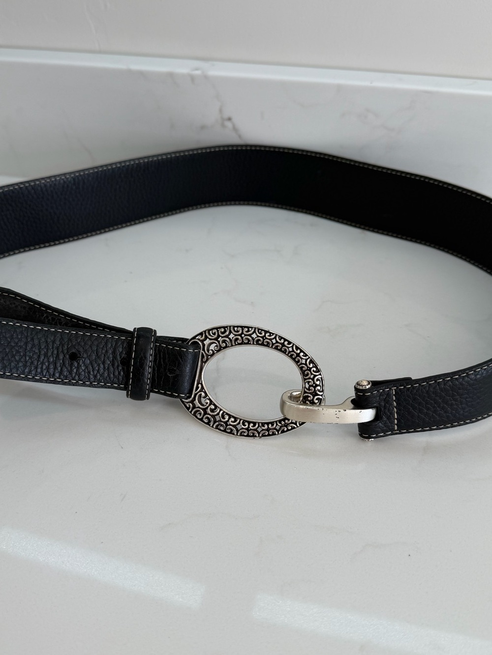 Vintage Brighton Black Leather Statement Belt Women’s Size XL 90s